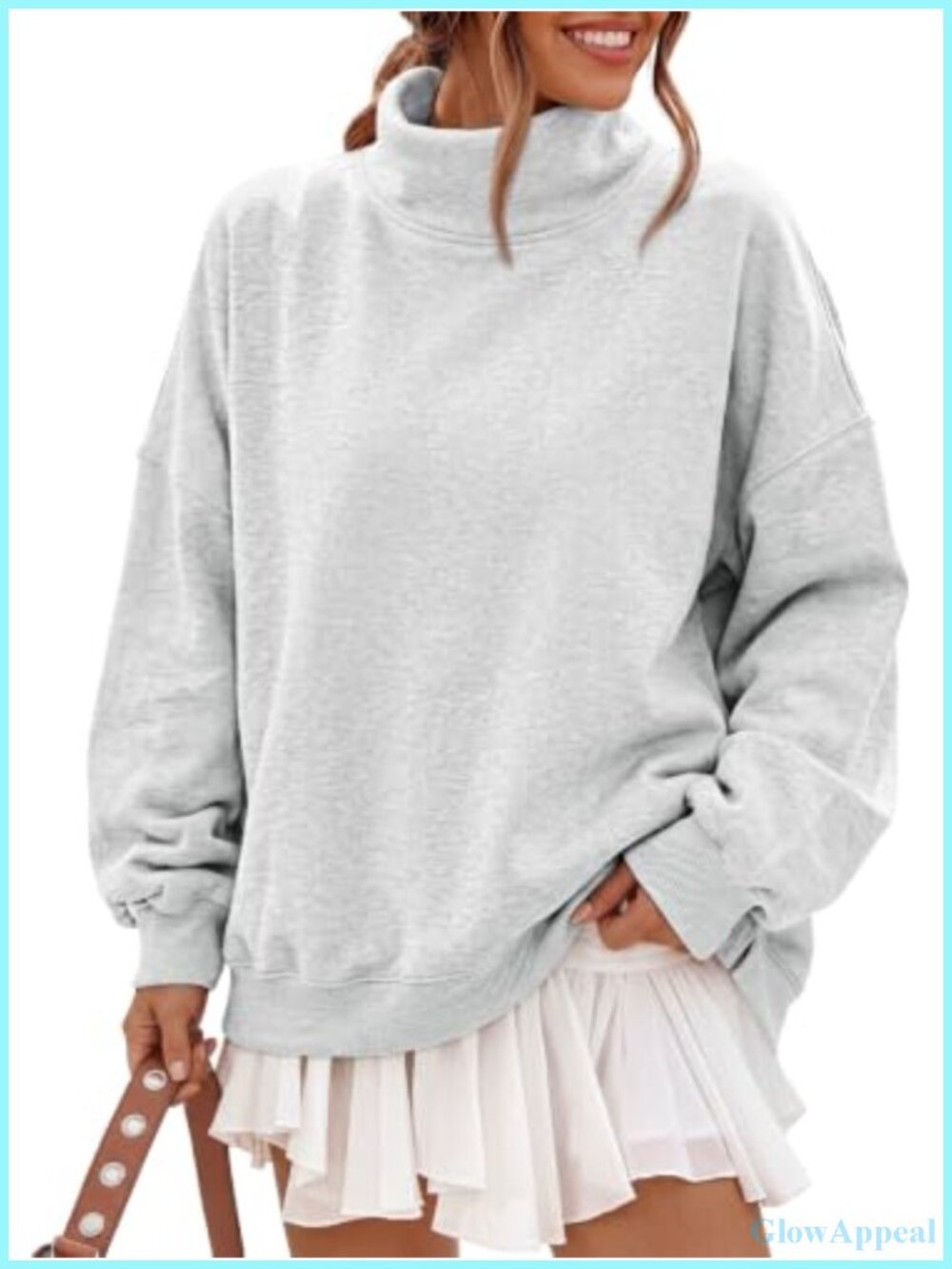 Oversized Fleece Mock Neck Sweatshirt with Pockets Pullover